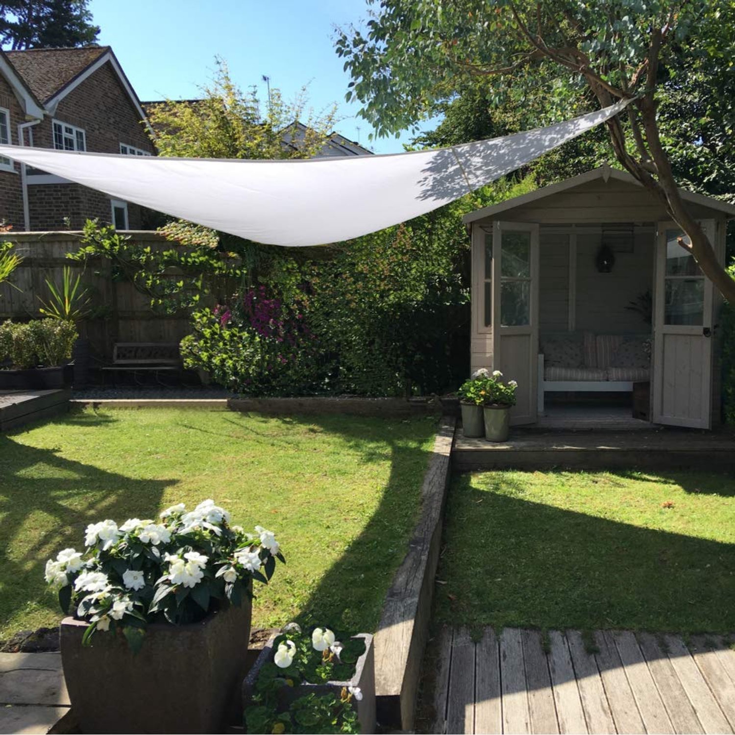Witte Driehoekige Zonneschaduwzeil 3.6m - Waterdicht voor Tuin en Patio