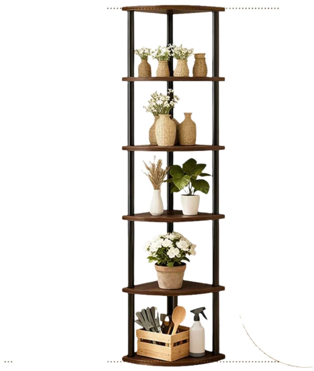 Happiq Wandhoekplank - Voor Woonkamer, Keuken of Slaapkamer - Opbergrek en Bloemenrek - Bruin