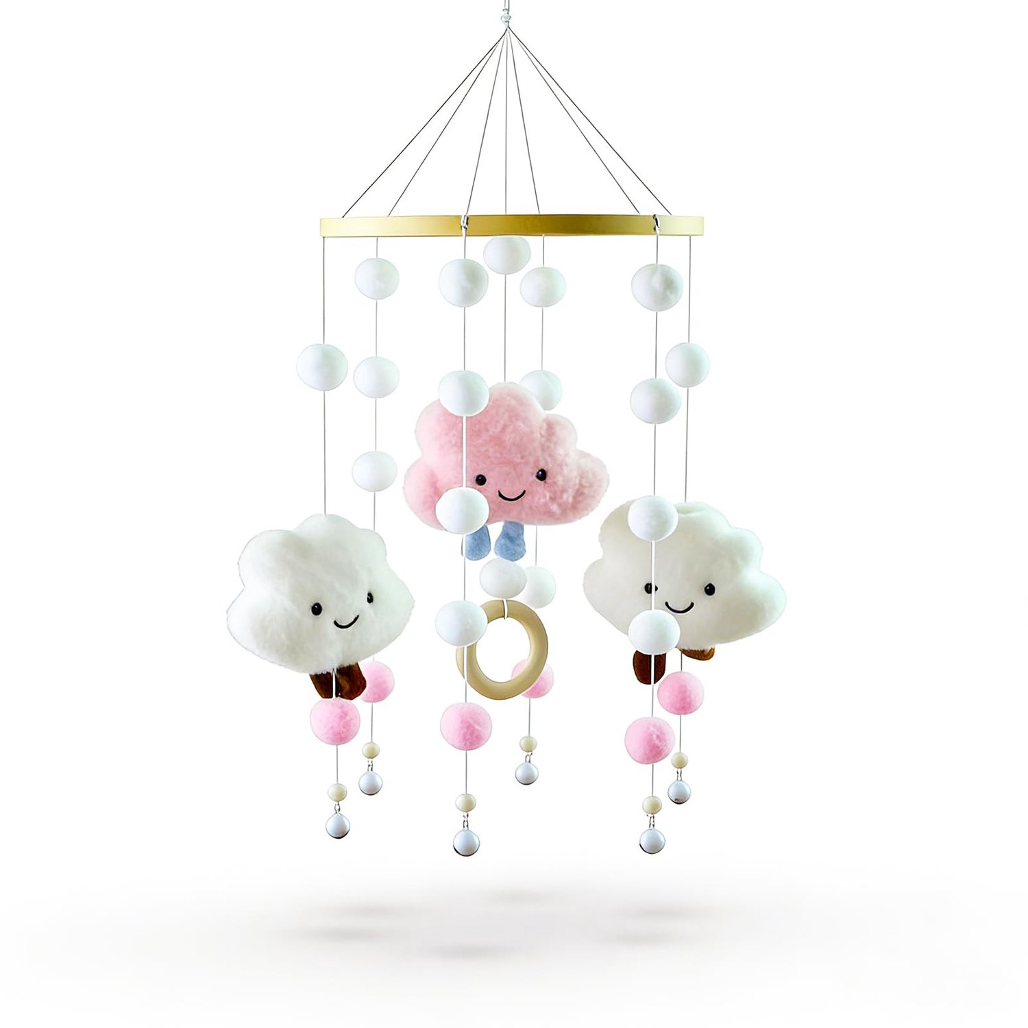 Hangende Cloud en Viltbal Mobiele Decoratie - Minimalistisch Design