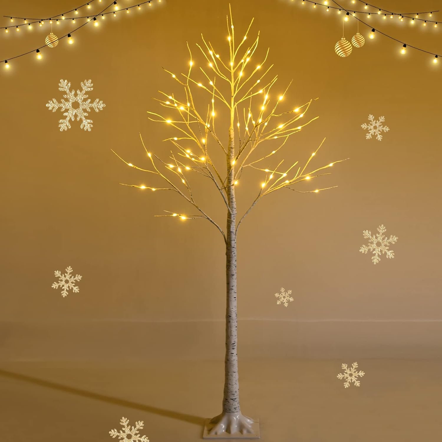 KOMFOTTEU 150 cm led-boom voor binnen - lichtboom voor Kerstmis - met 72 warmwitte ledverlichting - kunstkerstboom kerstdecoratie voor thuis, feest en verjaardag