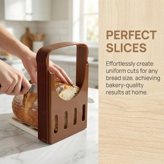 Snijrail met instelbare dikte – een opvouwbaar keukenhulpmiddel geschikt voor brood, toast, sandwiches en kaas; antislipvoet; 4 dikte-instellingen. — afbeelding 5