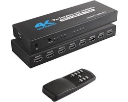 HDMI Switch 7 in 1 Out 4K @60Hz 7x1 Schakelaar Switch met IR Afstandsbediening 7 Port HDMI Selector Box Ondersteuning HDMI2.0 Dolby Vision/Atmos HDR10 voor Switch Xbox PS5/4 Roku Fire Stick