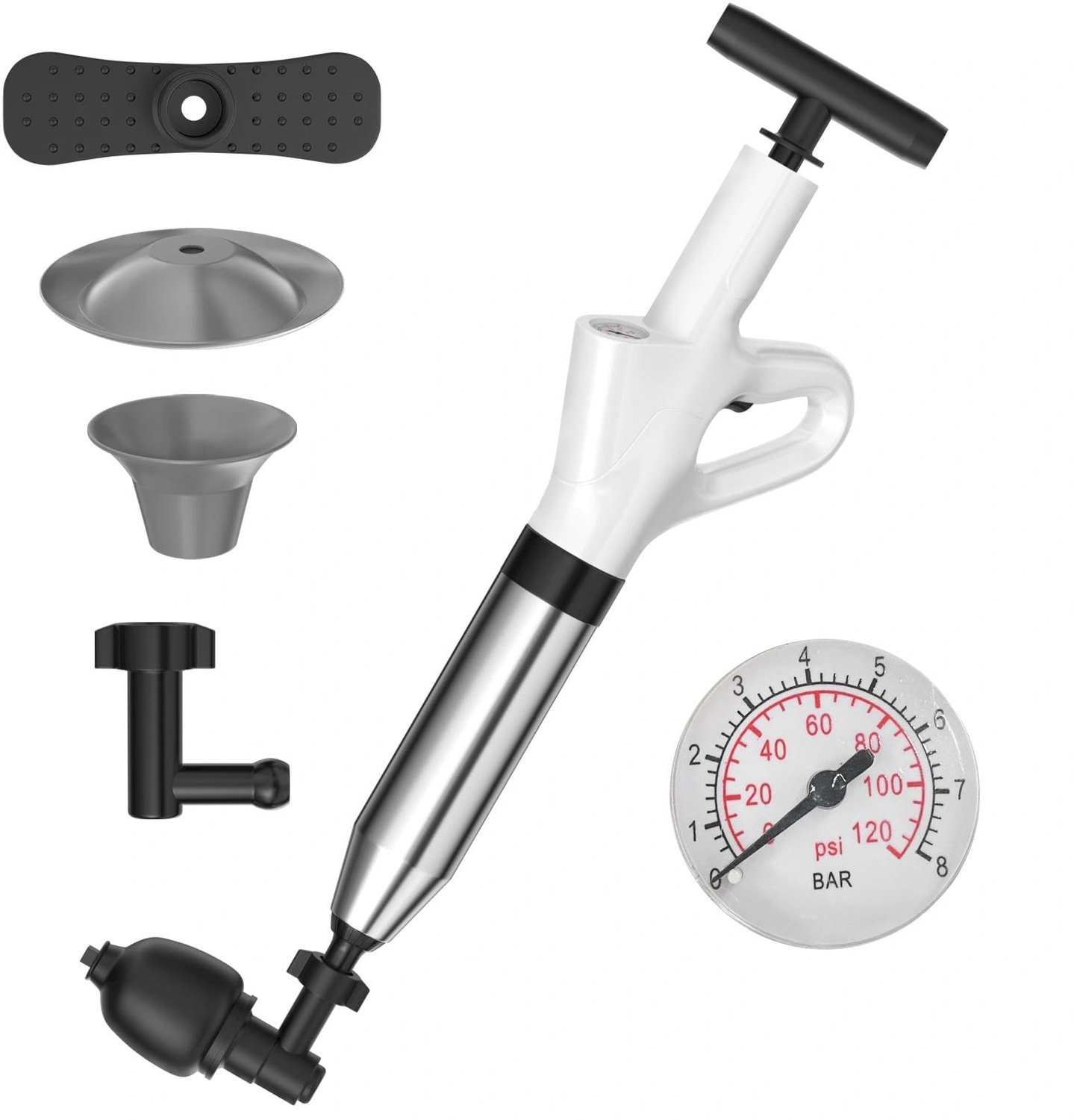 Buisreinigingspomp Set - 7 Stuks Met Verwisselbare Koppen