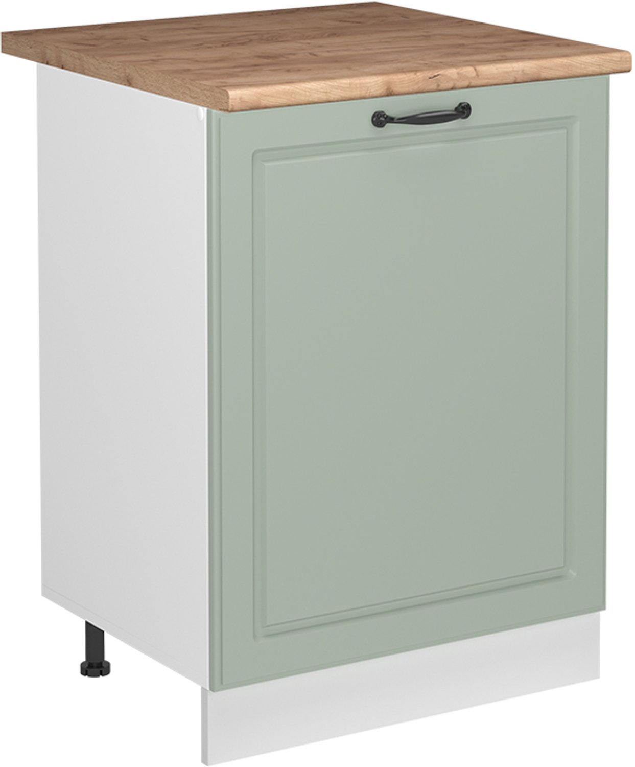 Vicco Keukenonderkast R-Line, Mint landelijk/Wit, 60 cm met 1 deur goudkleurig eiken werkblad