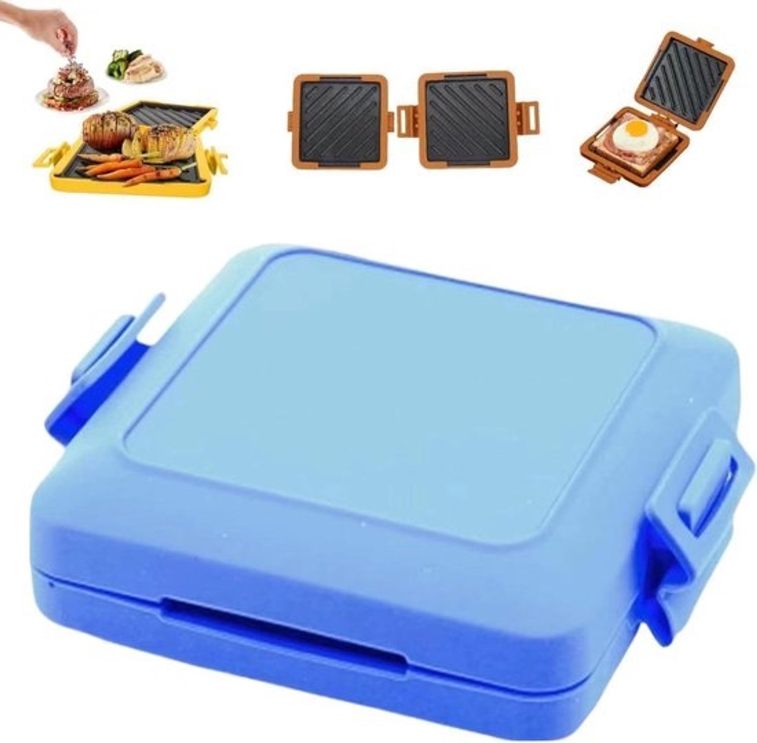 Magnetron Broodrooster - Sandwichmaker - Snel Snacks Bereiden - Geavanceerde Warmtegolf - 17 cm - Blauw