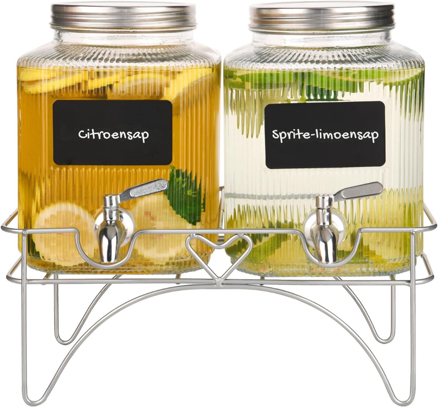SNJY® Limonadetap - Watertap - Drankendispenser - 2 x 4 Liter - Transparant