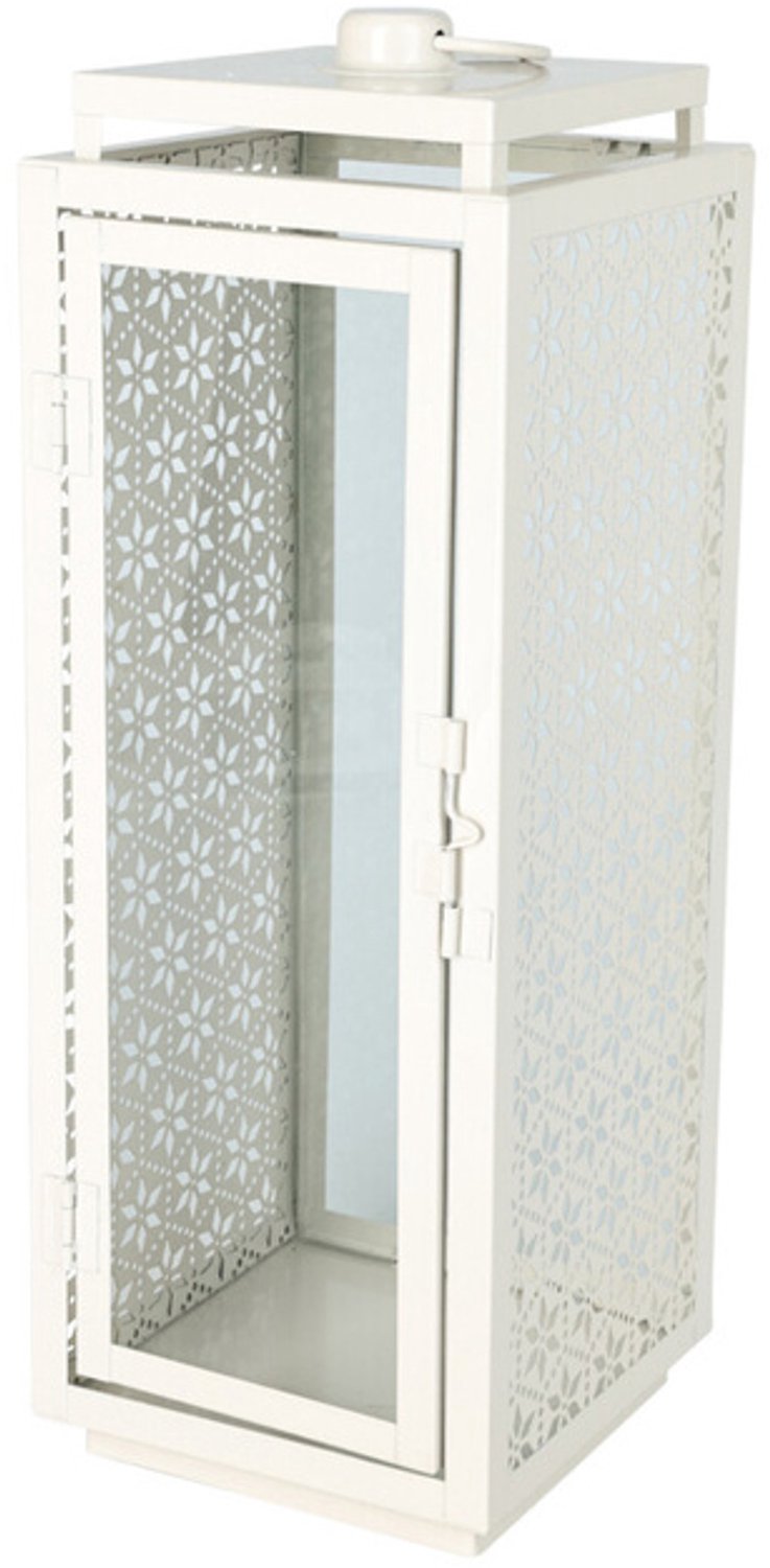 ProGarden metalen lantaarn voor kaars - wit, 14,5 x 14,5 x 39 cm