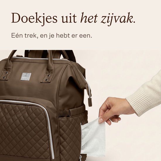 MIMMTI Luiertas Rugzak 2.0 Premium - Blijft vanzelf open - 24,5 L - Incl. verschoonmatje, warmhouder en clips - Espresso — afbeelding 2