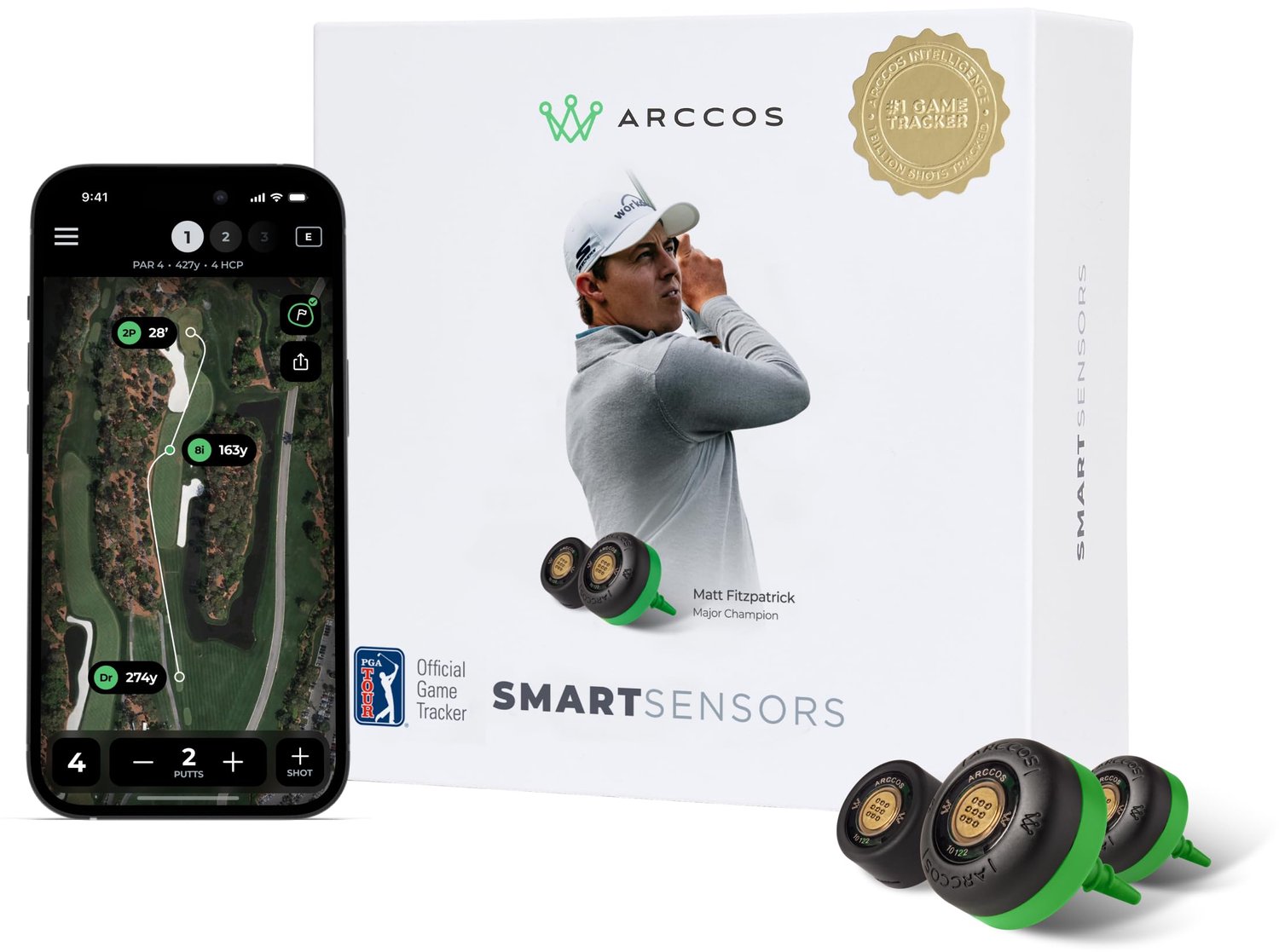 Slimme Sensoren: Automatisch Golfspel Volgend Systeem, A.I. Aangedreven Caddie, A.I. GPS-afstandsmeter & Slimme Club-afstanden