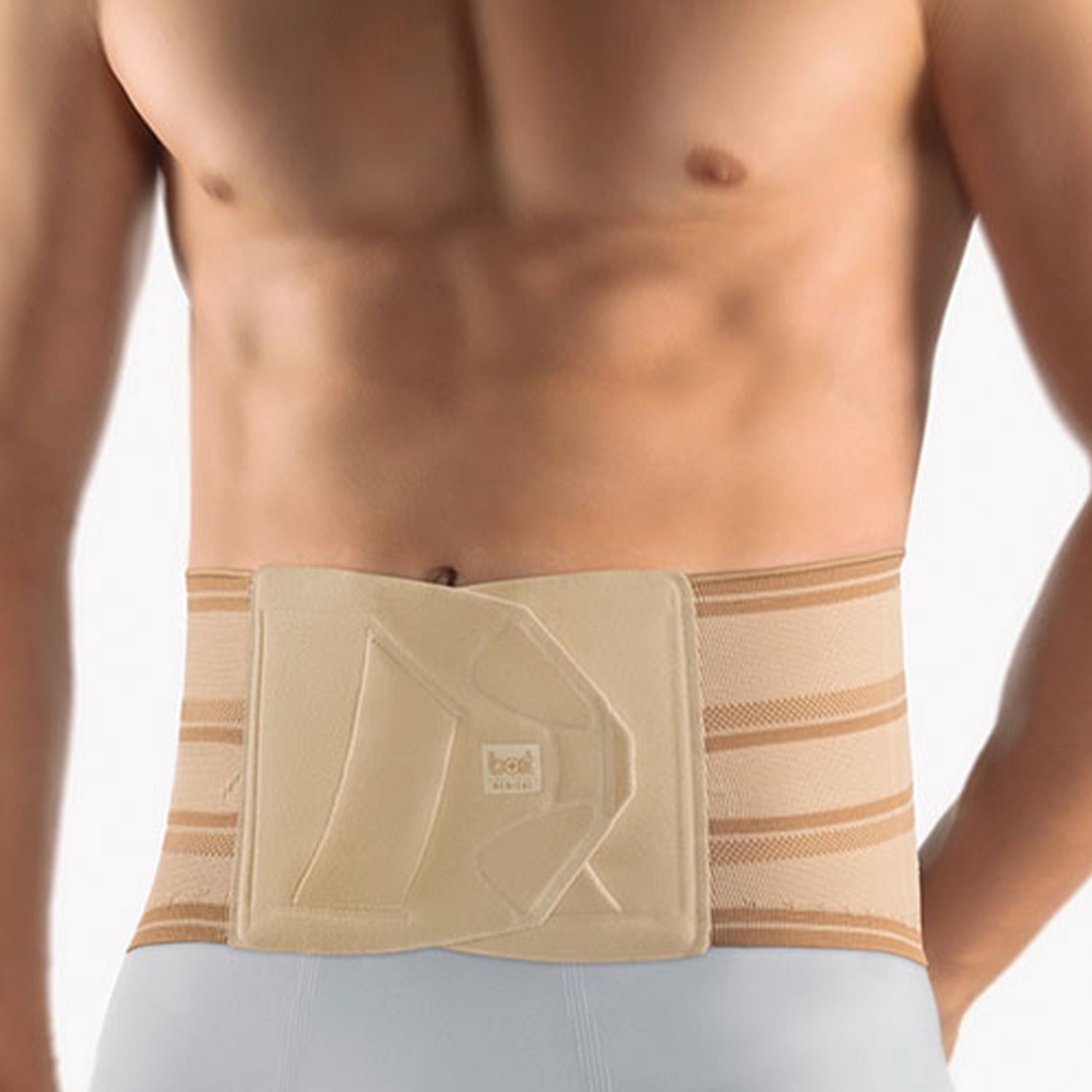 BORT Stabilo Basic Rugbandage met Pelotte – Onderrug – Lendensteun met Verstevigingsstaven – Beige – Maat 6