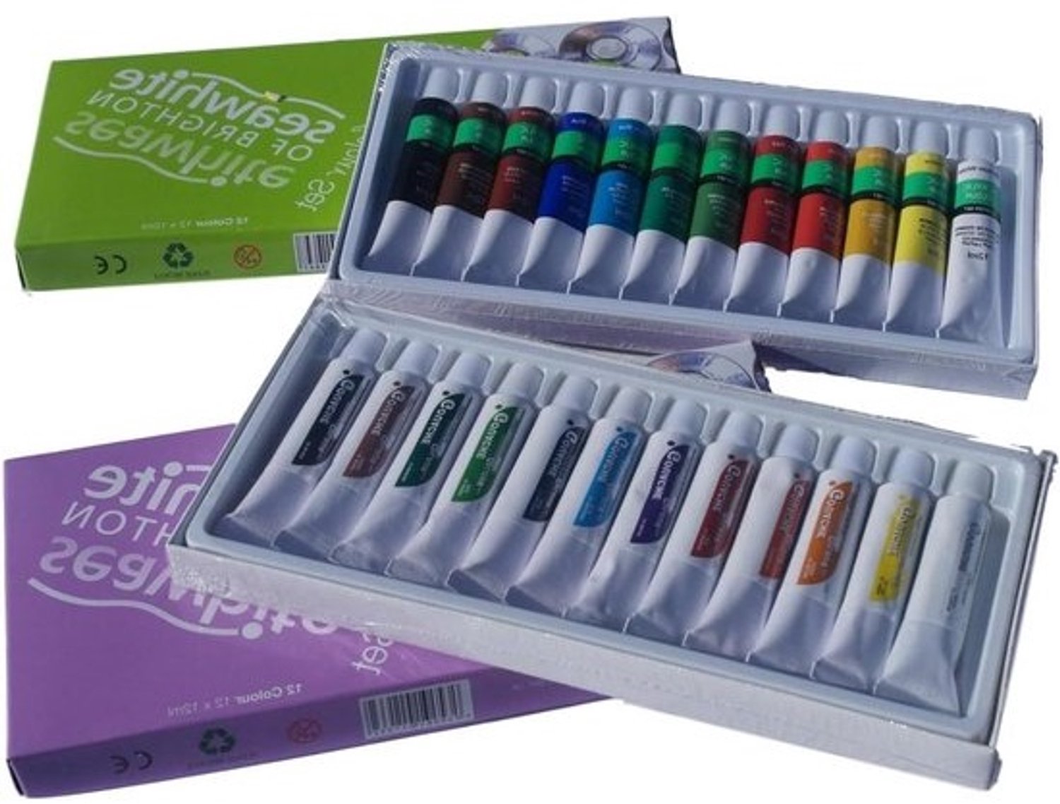 Gouache- en acrylverfset - Verfset - Schilderen en tekenen - Kleuren van hoge kwaliteit - 24 tubes van 12ml