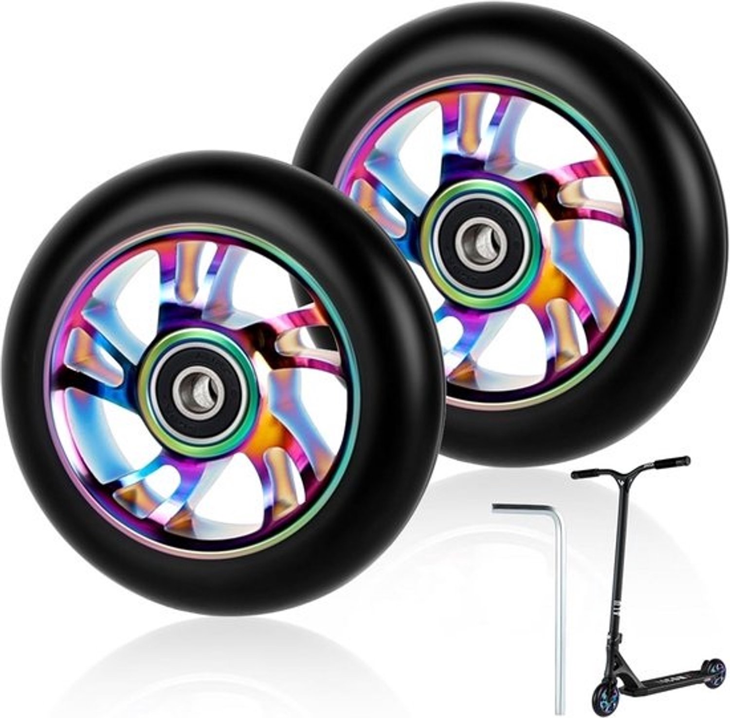 2 stuntstepwielen van 100mm - ABEC-9 lagers - Voor tricksteps en steppen