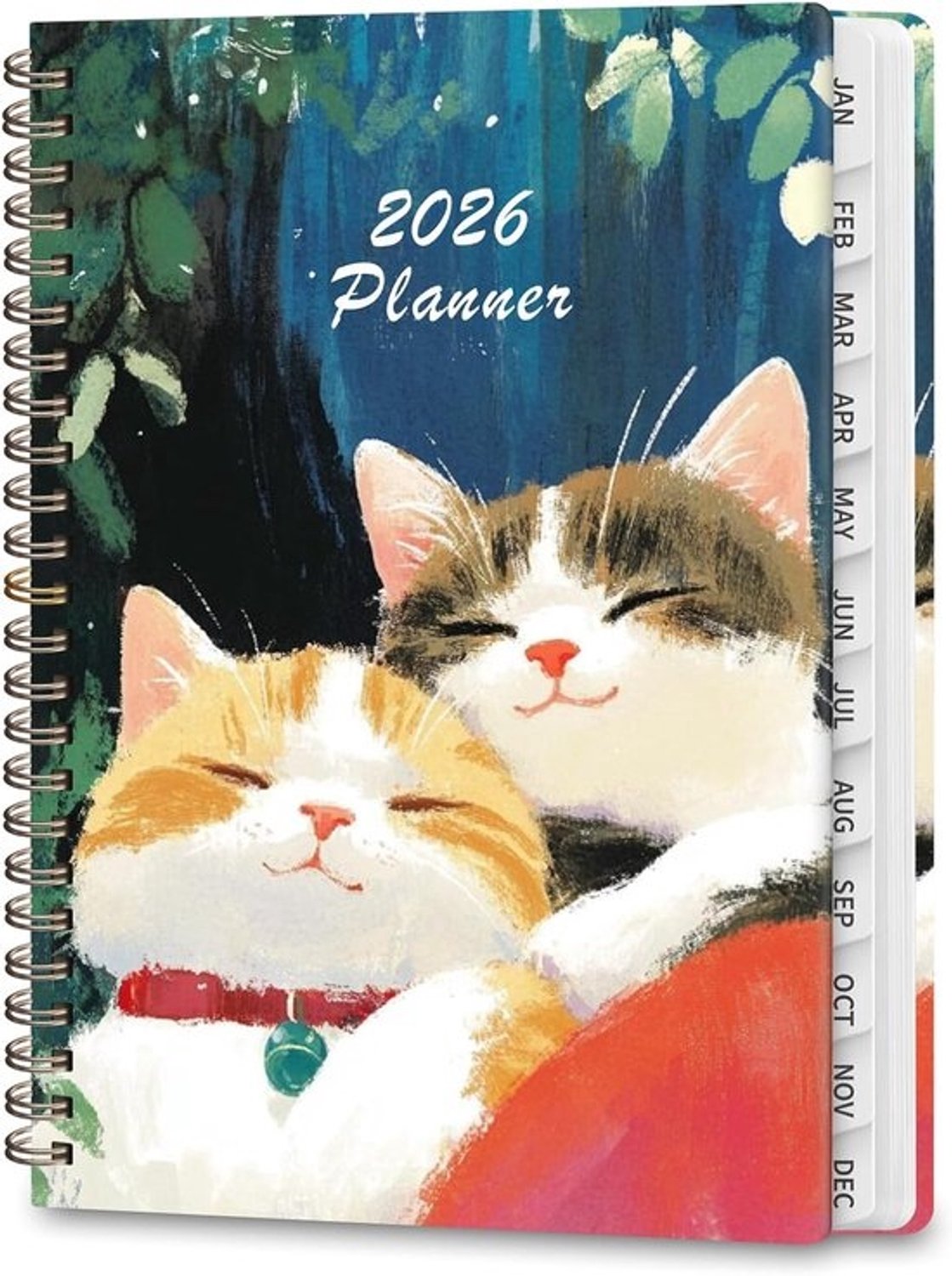 2026 Planner - Agendaboek - Jaarplanning maken - Hardcover met elastiek - A5-formaat - Gezellige katten