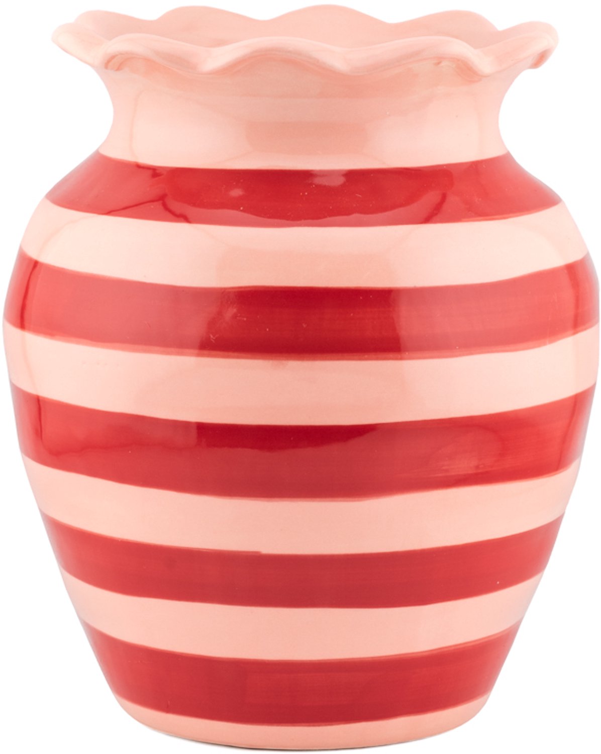 Aardewerk vaas roze rood gestreept
