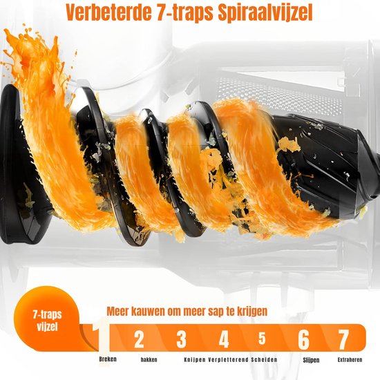 Levo® Sapcentrifuges groenten en fruit - Sapcentrifuges - Slowjuicer - Zilver - 36cm x 16cm x 35cm van Levo — afbeelding 3