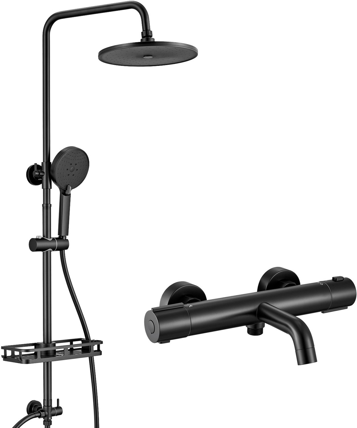 Auralum Max Regendouche RVS - Ø 25 cm Douchekop - Handdouche Met 3 standen - met Thermostatische Badkraan - Self-Cleaning Doucheset - Waterbesparend - Inclusief thermostaatkraan - Regendoucheset - Zwart