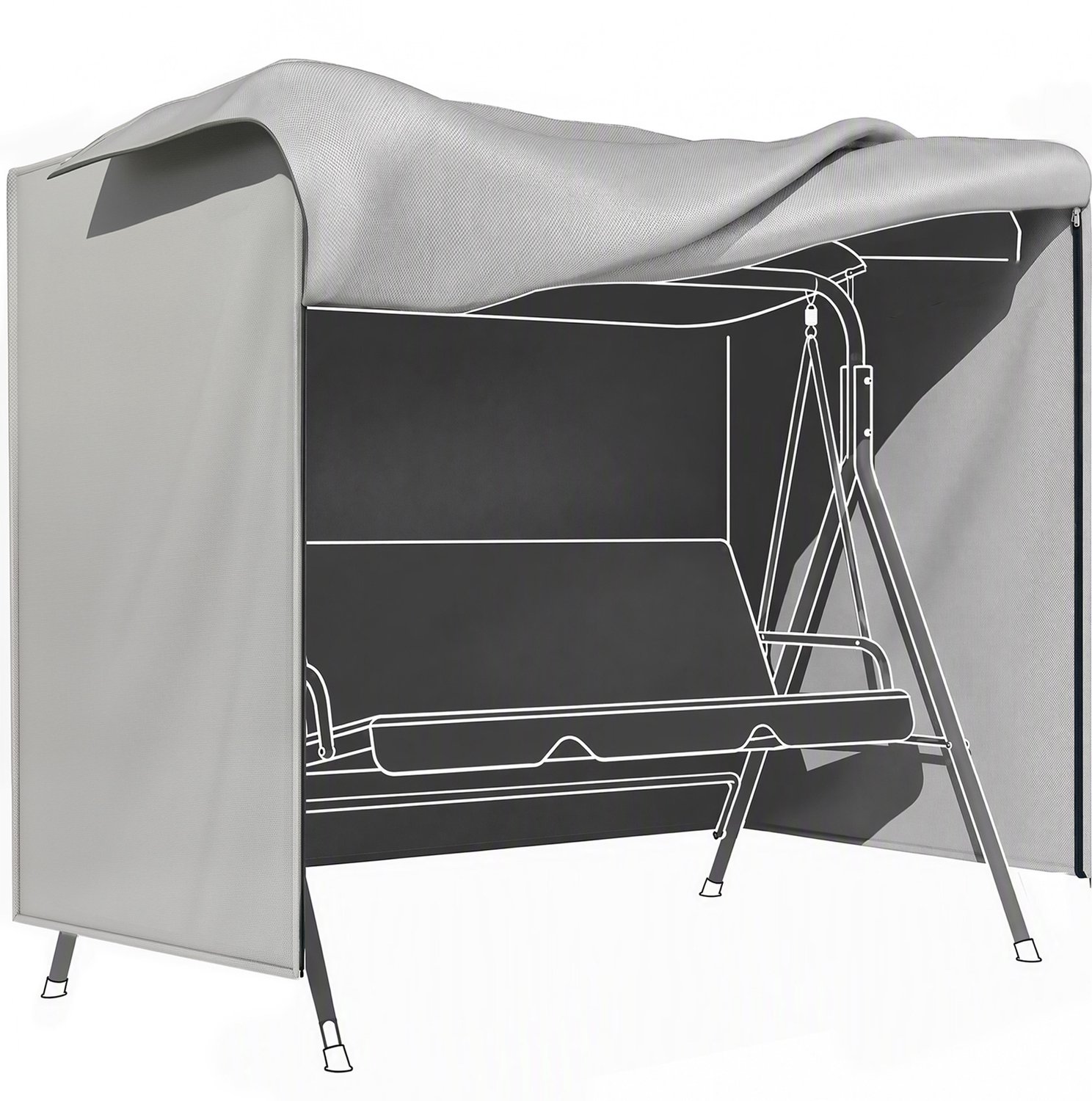 Sunona Beschermhoes voor Hollywoodschommel - Met rits - 177 x 114 x 152 cm - Grijs