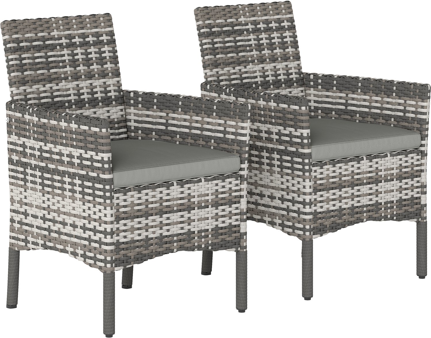 Sunona Tuinstoelen set van 2 - Van PE-rotan - Met kussens - 58 x 62 x 87 cm - Grijs