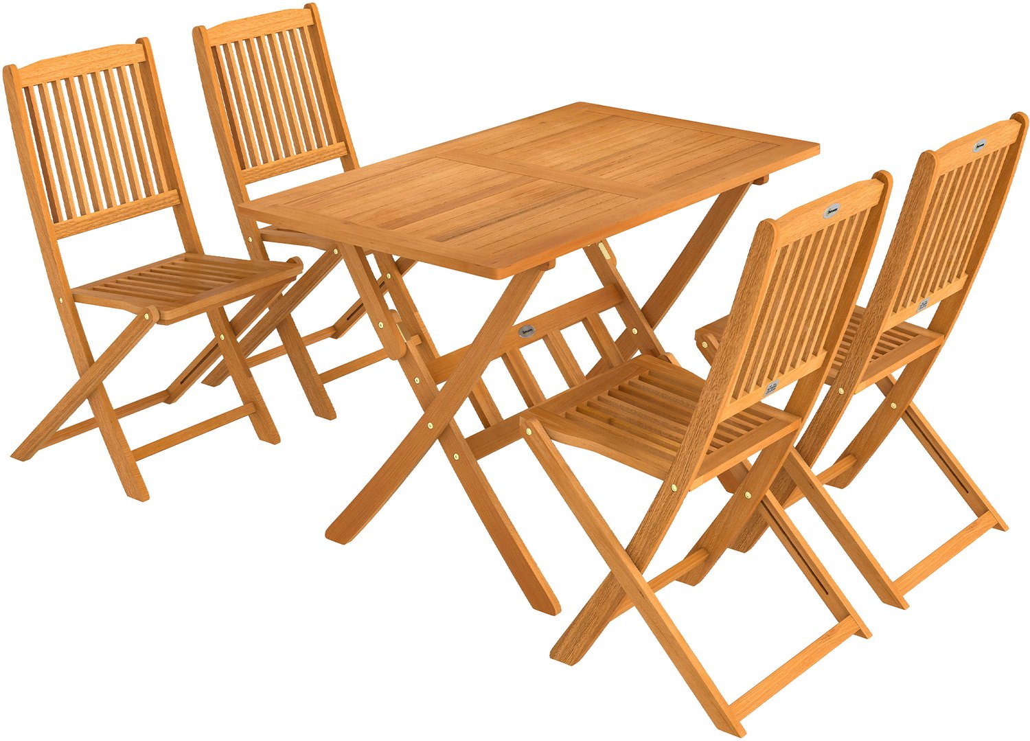 Sunona 5-delige tuinmeubelset - Inklapbare tuintafel met 4 tuinstoelen - Akazienhout - 120 x 70 x 75 cm - Naturhout