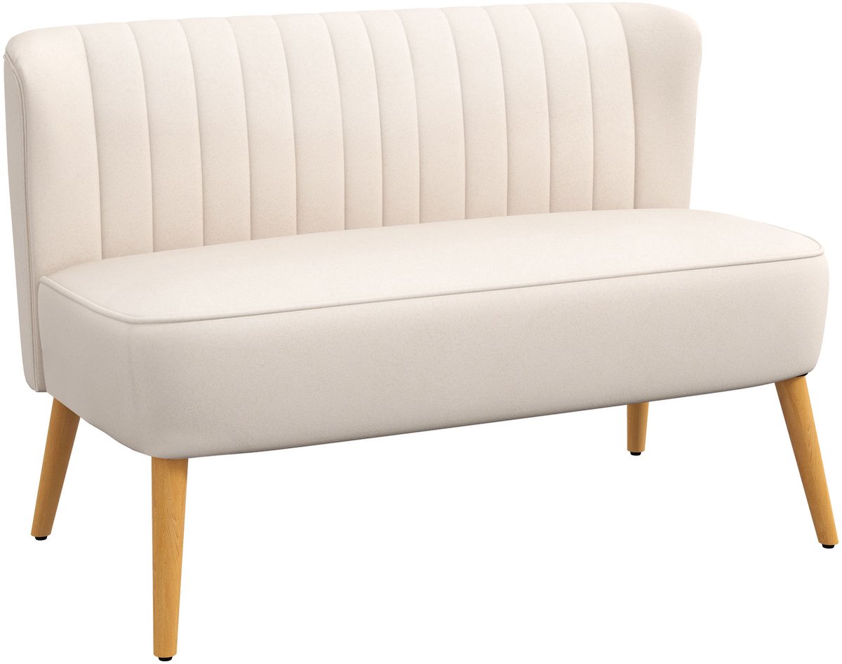 Homona 2-zitsbank in retrodesign - 117 x 56,5 x 77 cm - Crèmewit