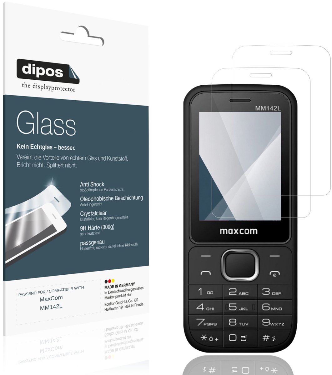 dipos – 2x Pantserfolie geschikt voor MaxCom MM142L | 9H Screenprotector