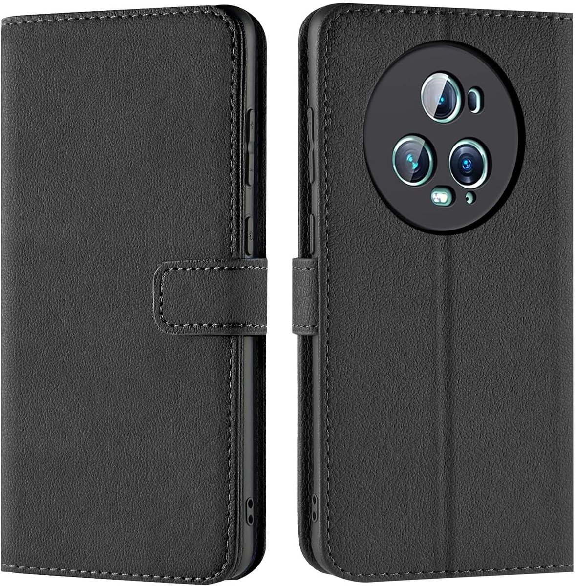 Hoes voor mobiele telefoon voor Honor Magic 5 Pro, bookcase, flipcover voor Honor Magic 5 Pro, case met kaartsleuven en standfunctie, zwart