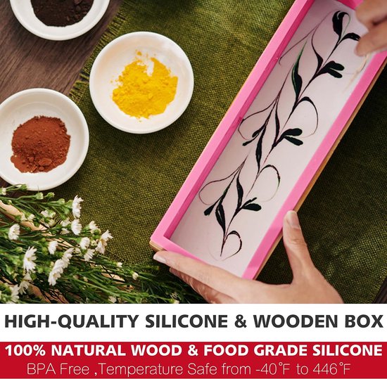 Mallen kit met snijders - 44 oz flexibele siliconen brood zeepvorm met houten doos, roestvrij staal golvende en rechte schraper voor zelfgemaakte ambachtelijke zeep — afbeelding 2