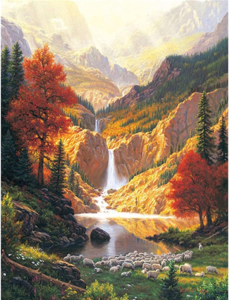 5D Diamond Painting Set Grote Schilderij Kruissteek Borduurwerk Kunst en Ambachten Woonkamer Badkamer Decor Wandkunst Natuurlijke Landschap Waterval 60x40 cm