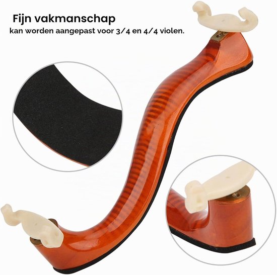 Verstelbare en robuuste houten schoudersteun voor viool 4/4 en 3/4 - Comfort en stabiliteit bij het spelen — afbeelding 3