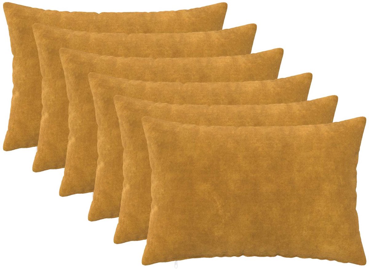 vidaXL Dekenkussen - 6 - st - HEERLEN - Geel - 30 - x - 50 - cm - Microfiber - Fleece