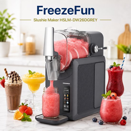 Heinner FreezeFun 6-in-1 Slushy Machine / Slush Maker - 220 W - 2,6 L - LED-display - Touchbediening - 6 Programma’s - Kinderslot - Grijs van Heinner — afbeelding 5