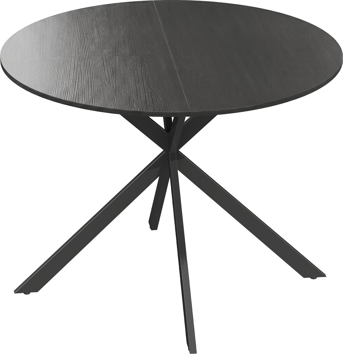 Homona Ronde eettafel - Industrieel design - Voor 4 personen - Met stalen frame en verstelbare poten - Ø100 x 75 cm - Zwart