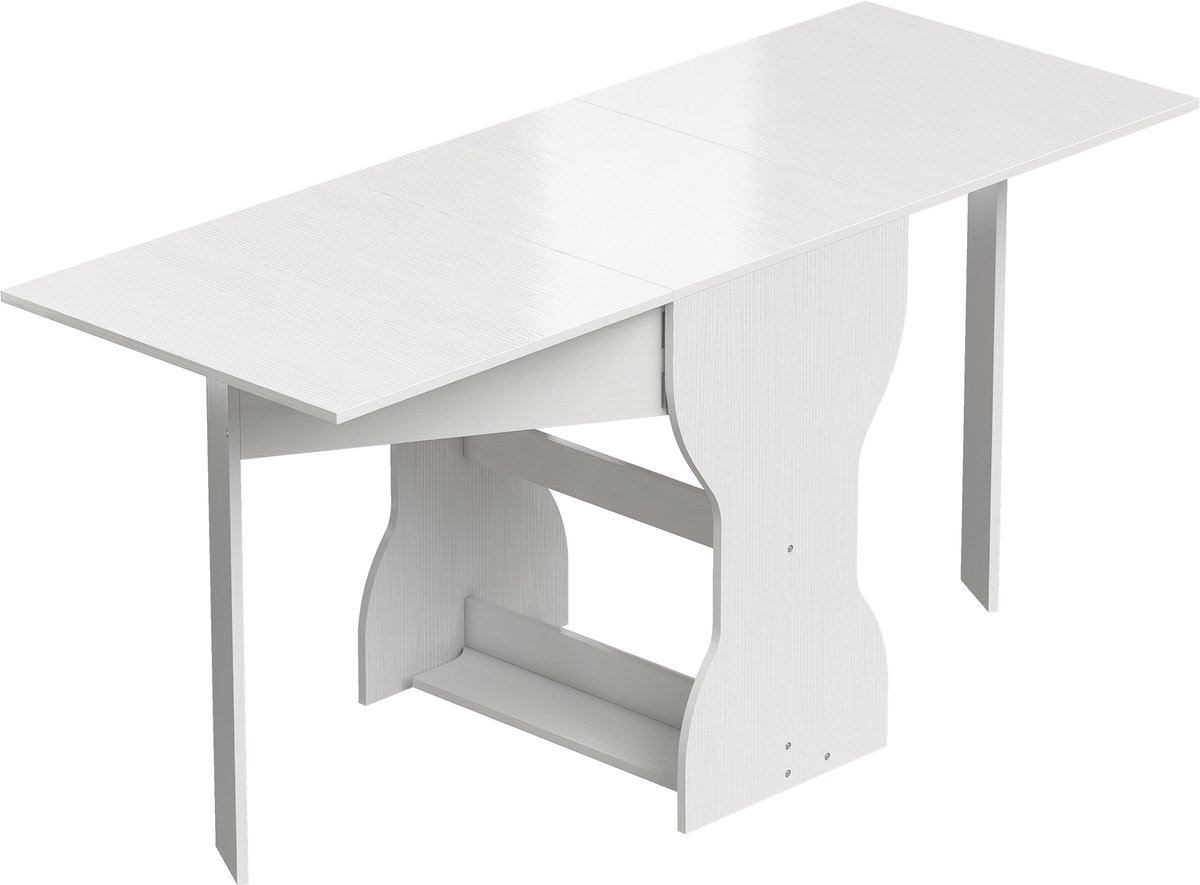 Homona Klaptafel - Voor 2-4 personen - Met opbergruimte - 160 x 60 x 75 cm - Wit