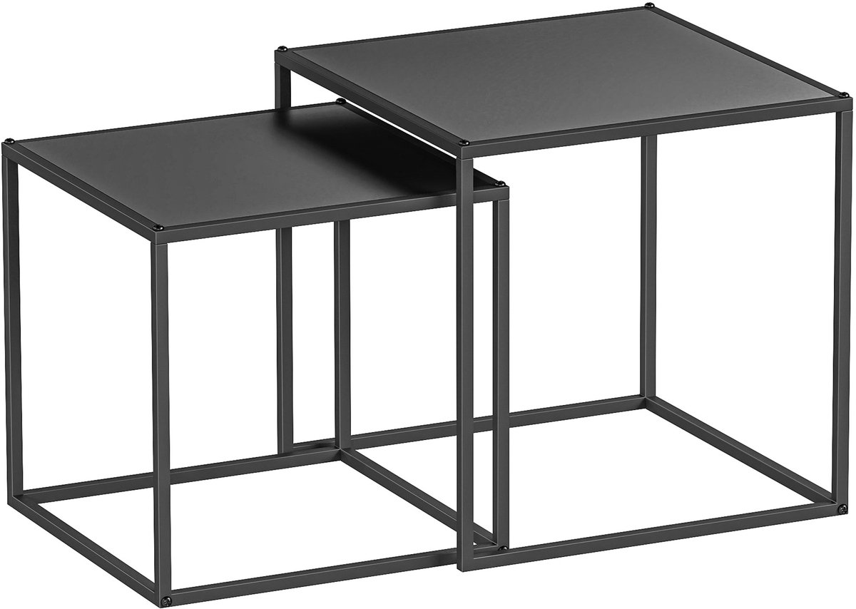 Homona Salontafelset - 2-delig - Vierkant - Staal - 40 x 40 x 40 cm - Zwart