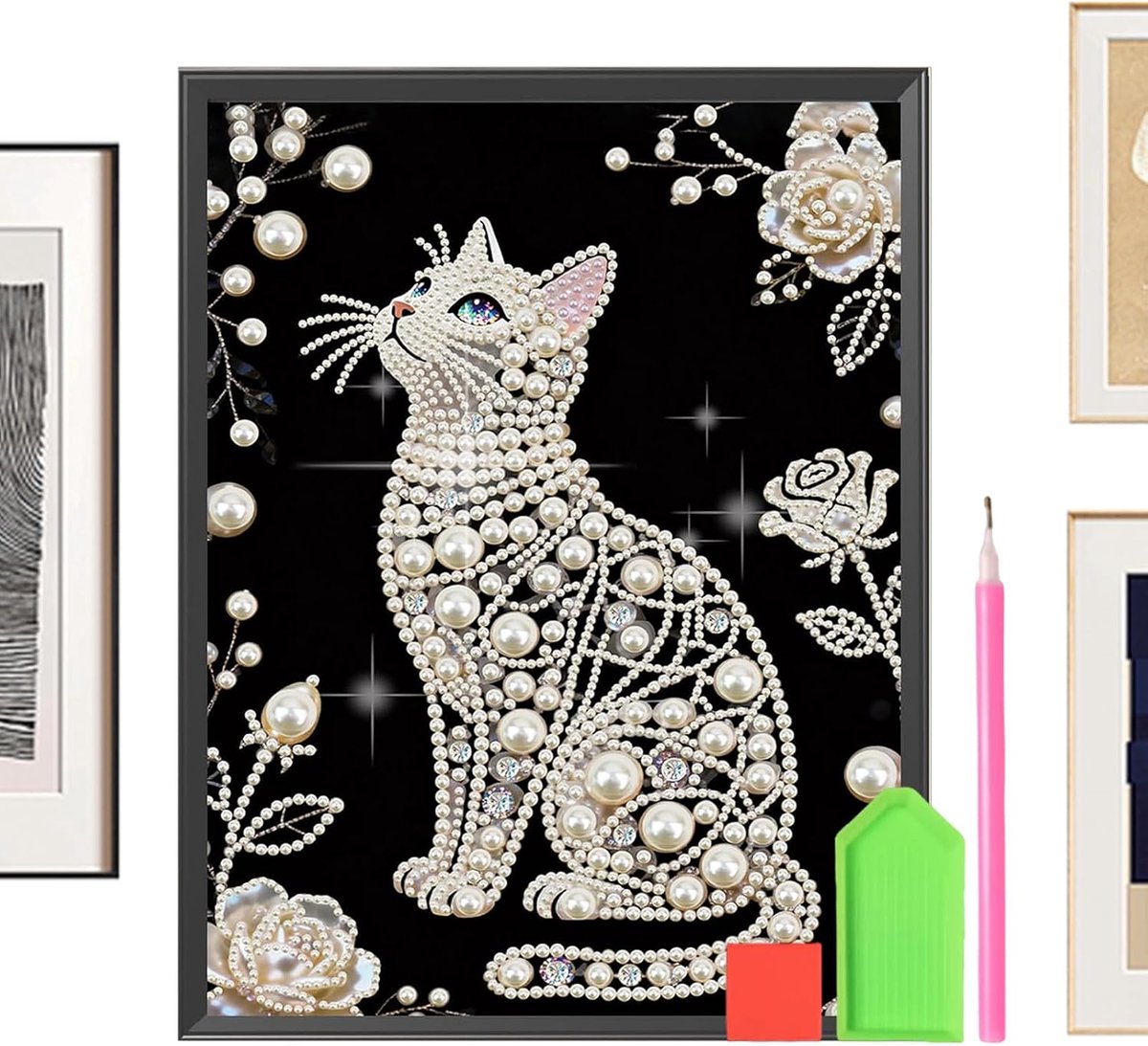 Schilderij kits voor volwassenen kat vorm kralen decor