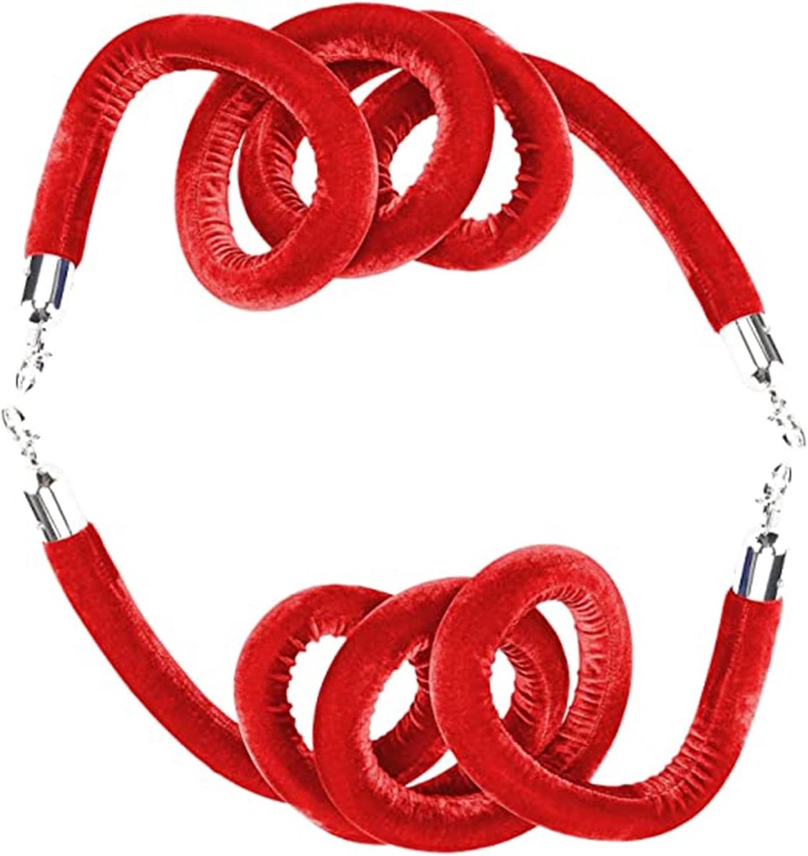 Fluwelen Stanchion Touw Set - 2 stuks Crowd Control Barrières 100cm Rood Opknoping Touwen voor Evenement Ingang & Exit Stijlvolle Wachtrij Management Oplossing