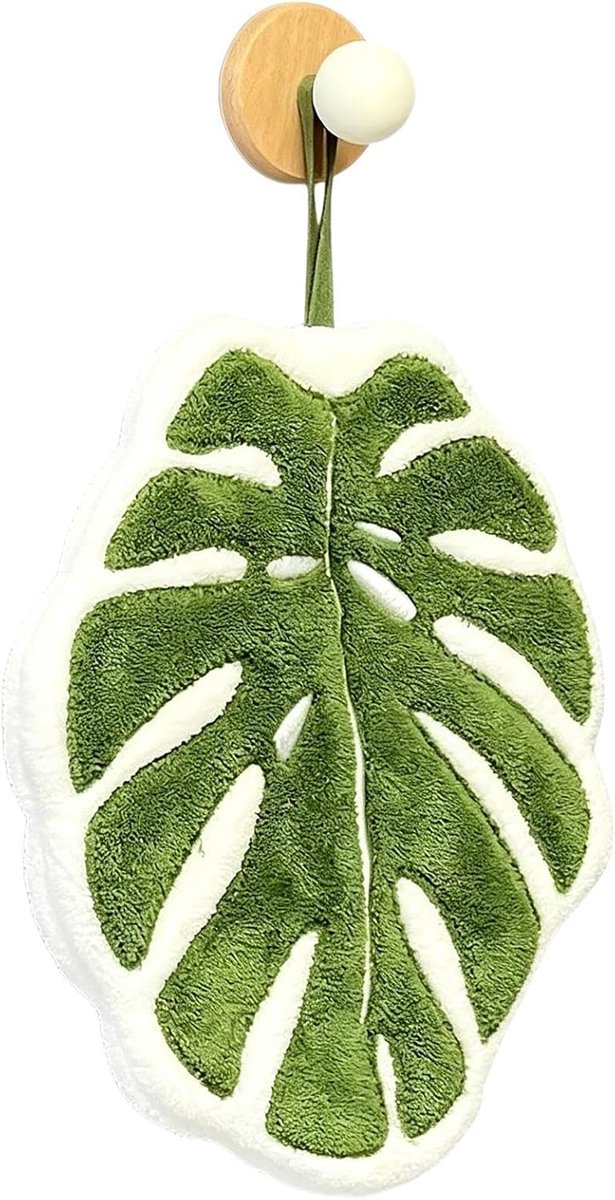Handdoeken - Groen Blad Compact Ontwerp, Geïntegreerde Hanglus, Ultra Absorberende Sneldrogende Stof, 26x17cm Zacht Koraal Fleece Materiaal | Thuis Appartement & Hotel Slaapzaal
