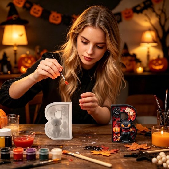 Kat hars schimmel 3D handgemaakte zwarte kat decoratie — afbeelding 4