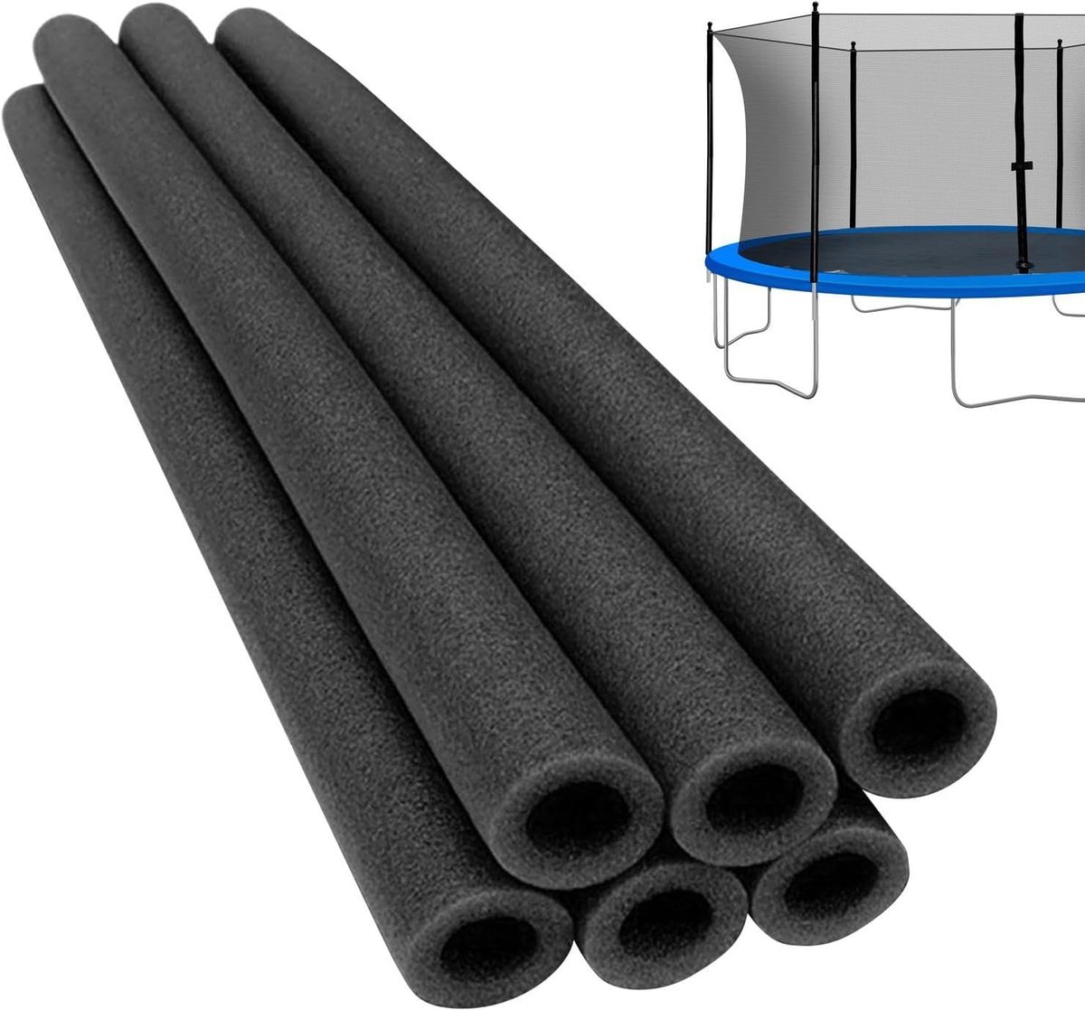 Vervangenet voor trampoline, set met 6 veiligheidsbeschermers 88 cm, veiligheidsnet van PE, robuuste bekleding voor het vervangen van de slang, springmat voor Bam