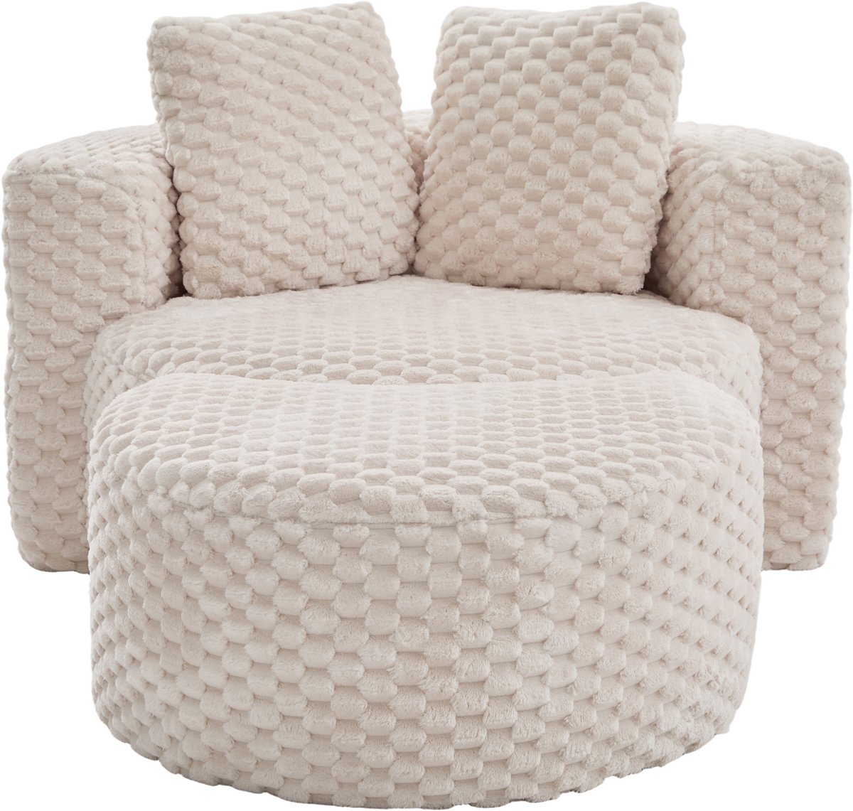 in& out door furniture Gecomprimeerde eenpersoonsstoel met hocker, slaapstoel, extra grote ronde fauteuil, geen montage vereist, botloze sofa voor woonkamer/slaapkamer – donkergrijs, afmetingen: 130×115×103 cm-Beige in&out door furniture