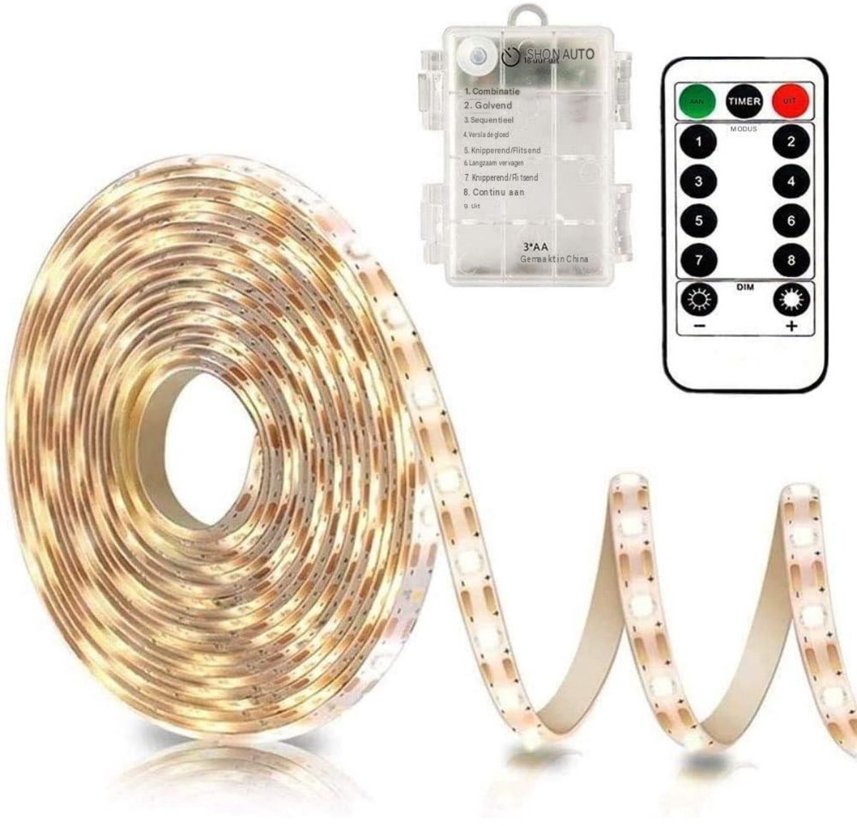 SSTRWGOOD LED-strips 3 Meter - Warm Wit Waterdichte Strip - Zelfklevend zonder Batterij - Geschikt voor Binnenverlichting en Decoratie - Plastic Materiaal
