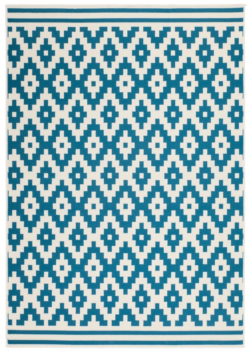 Dutch XXL Modern Vloerkleed | Tapijt | Now | Ruiten | Wit/Turquoise