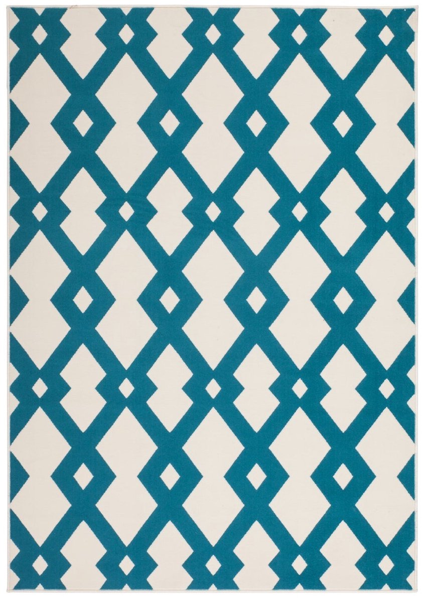 Dutch XXL Design Vloerkleed | Tapijt | Now | Ruiten | Ivoor/Turquoise | 160x230 cm