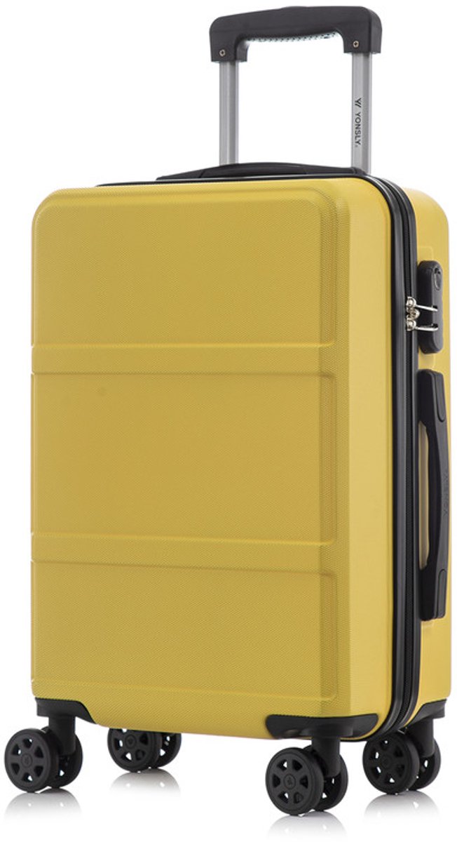 YONSLY Handbagage Koffer - 55cm - 40 L - Cijferslot- 360° Draaibare Wielen - Geel
