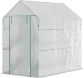 Inloopbare polytunnelkas met 4 schappen - tomatenkas - broeikas - koude bak met deur - groen - staal - PE - 120 x 186 x 190 cm