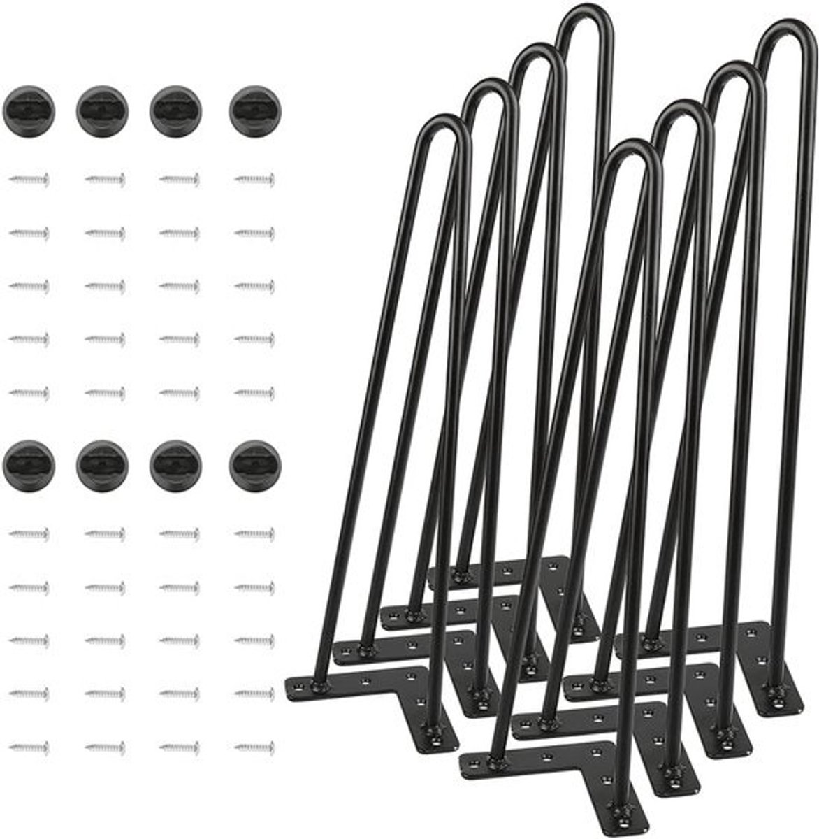 Set van 4 zwarte metalen meubelpoten - 41 cm - Tafel en stoel