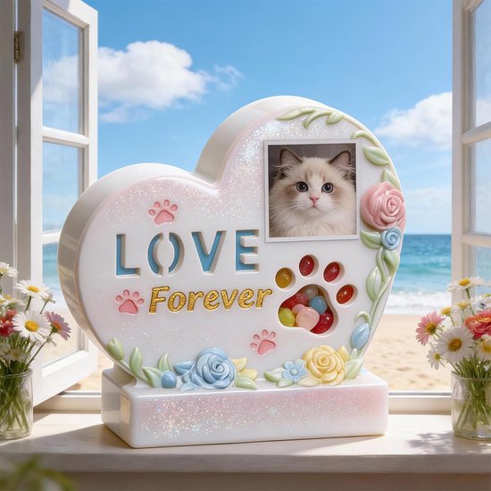 Kat Urn Hars Mal Holle Herinneringsstuk Decoratie Handwerk — afbeelding 3
