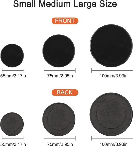 Set van 4 gasfornuisafdekkingen - 55 mm/75 mm/100 mm - Branderdeksels - Accessoires - Roestvrij staal — afbeelding 2