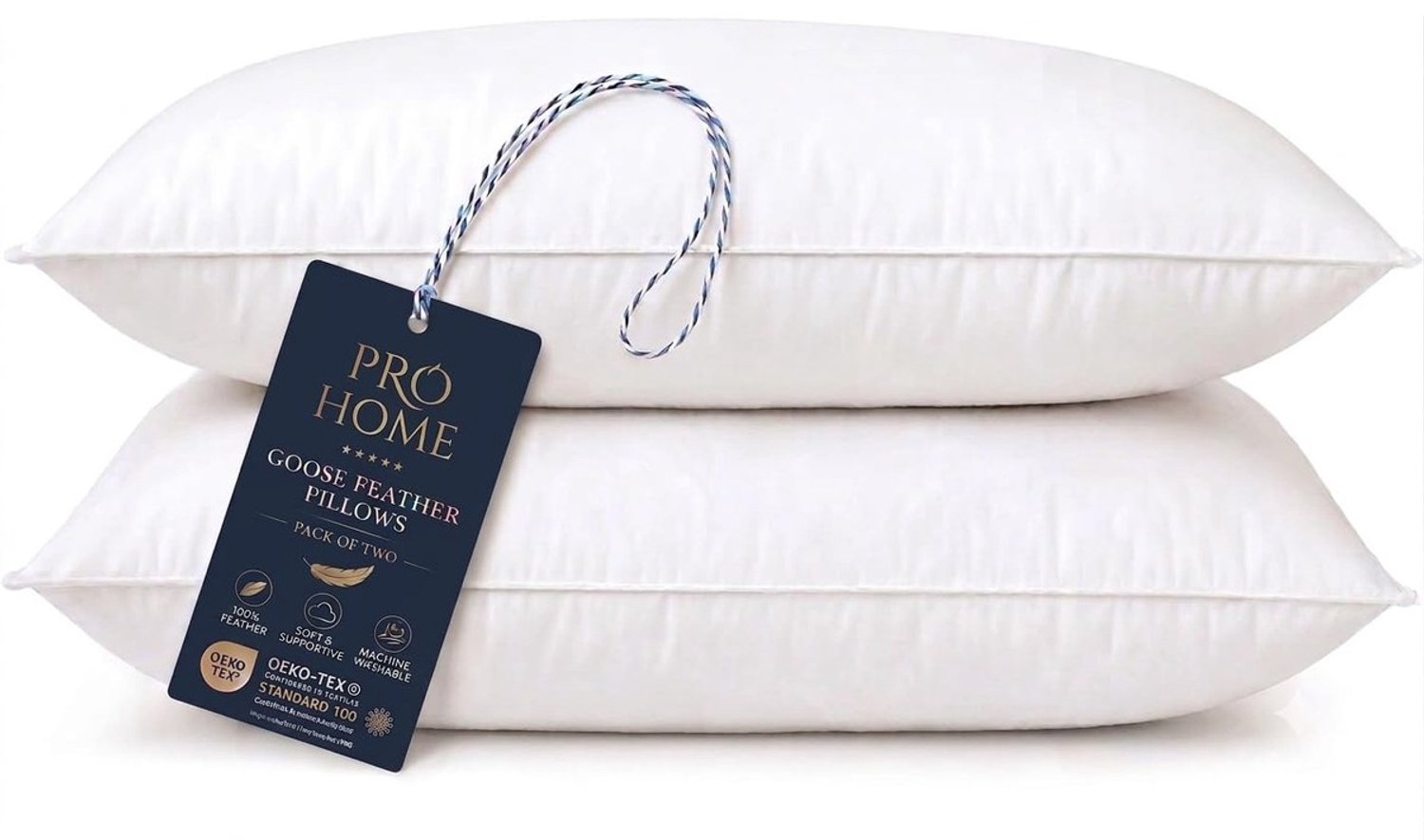 Duraxl Kussen - 48 x 74 cm - Ganzenveren en dons - 1200 g/m² Wit