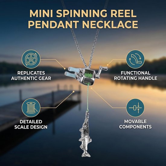 Mini Hengel Pendant met Draaihandvat en Ketting voor Vissers - Ideaal voor Visspullen en Accessoires — afbeelding 2